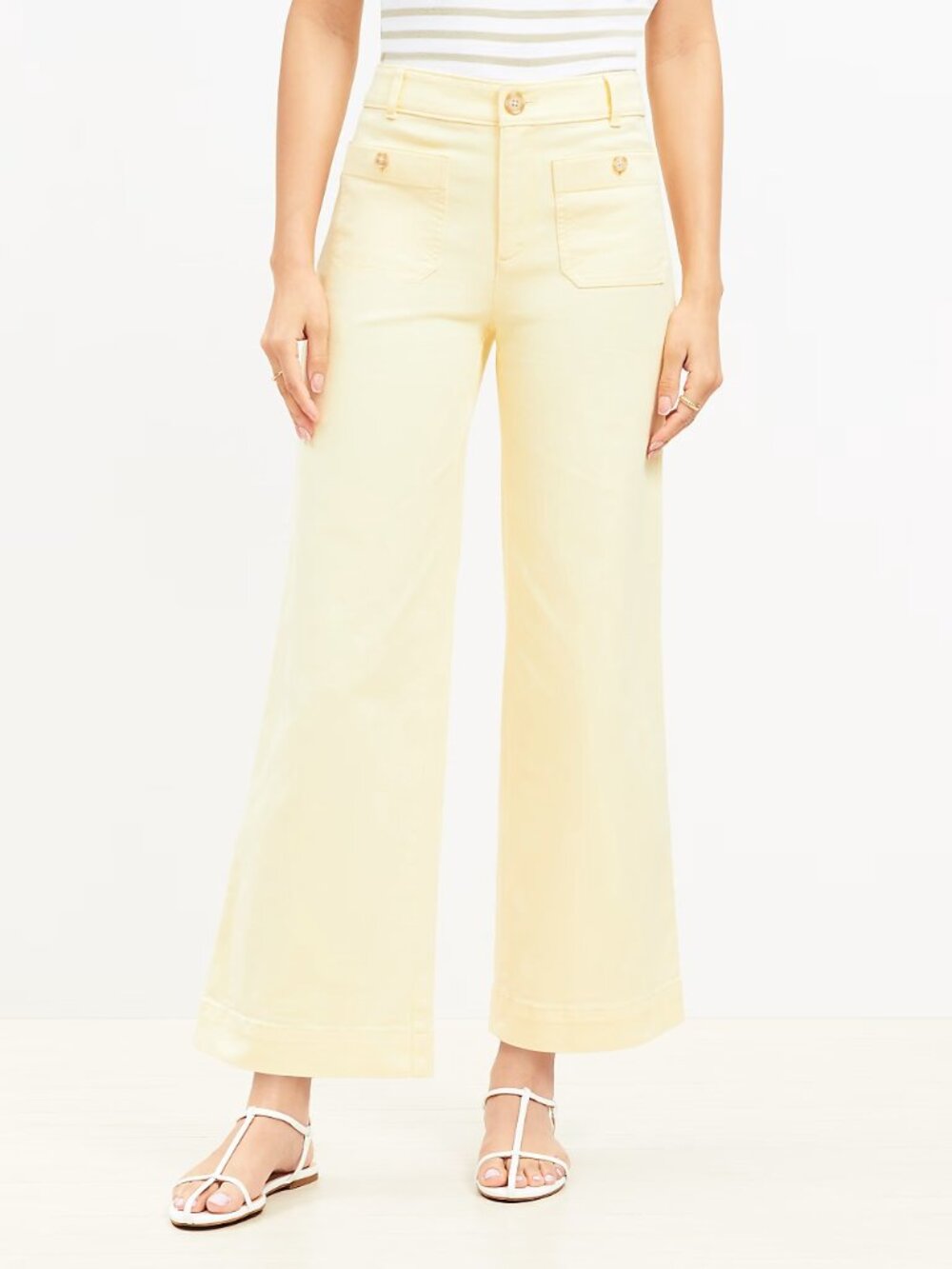 LOFT the Palmer wide leg pants sz 8 butter yellow